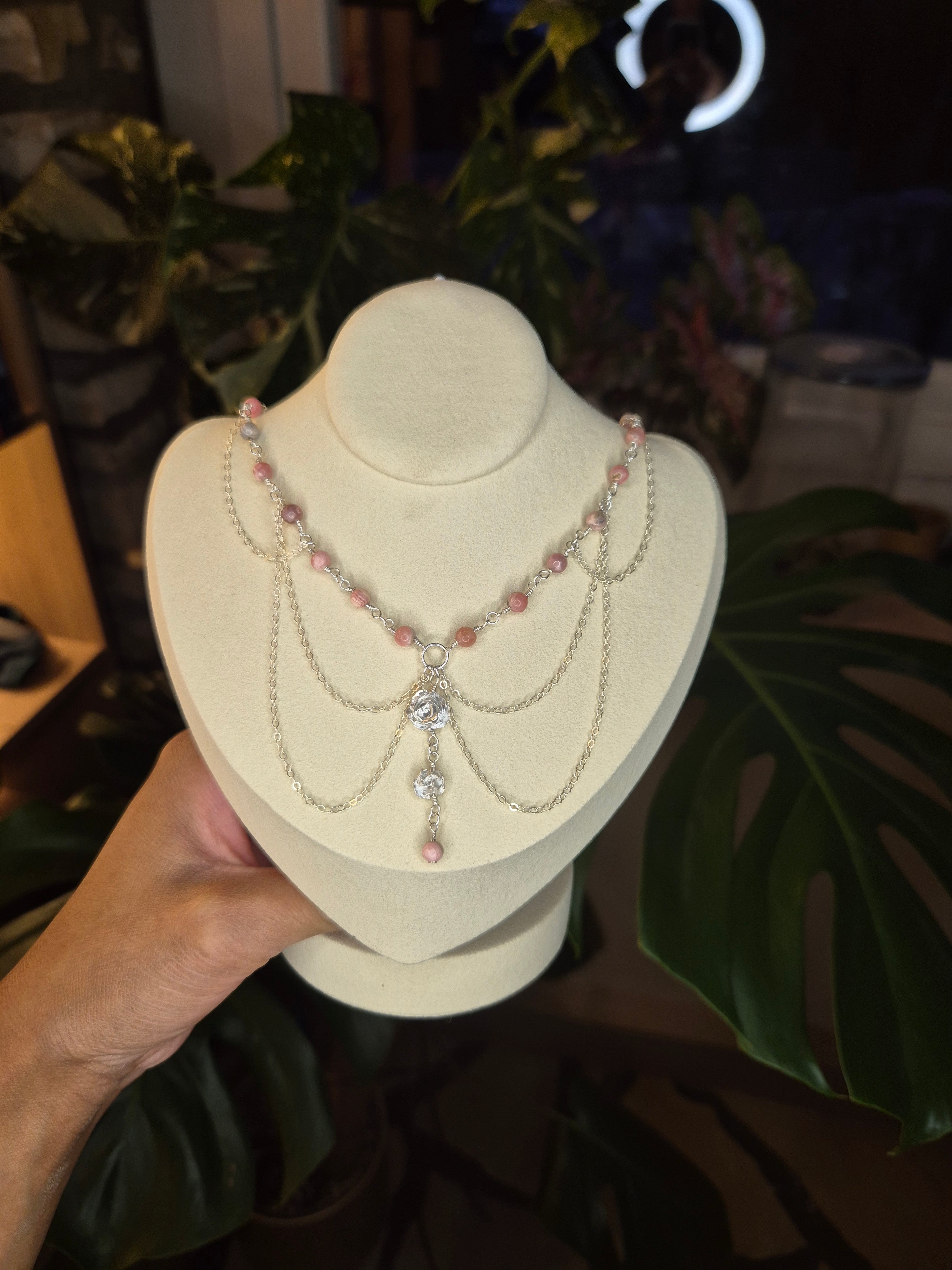 Collier Rose et Rhodochrosite L'Atelier de Gleti
